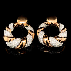 PREORDER | Rose Twisted Round Statement Diamond Earrings 14kt