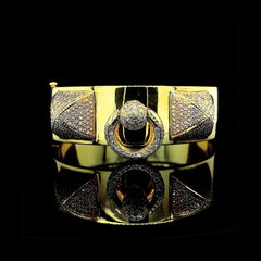 Golden Studded Lock Belt Diamond Bracelet 14kt