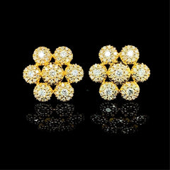 PREORDER | Golden Classic Floral Stud Diamond Earrings 14kt