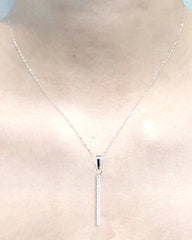 #LVNA선물 | 스틱 드롭 다이아몬드 목걸이 16-18" 18kt 화이트 골드 체인