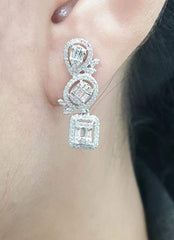 Trio Shape Drop Diamond Dangling Earrings 14kt
