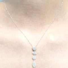 PREORDER | Floral Cluster Drop Diamond Necklace 16-18” 18kt White Gold Chain