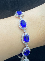 PREORDER | Sapphire Gemstones Oval Eternity Diamond Bracelet 14kt