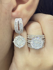 CLEARANCE BEST | Round Baguette 2nd Gen Princess Dangling Diamond Jewelry Set 14kt