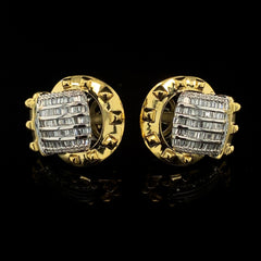 PREORDER | Golden Chunky Belt Deco Diamond Earrings 14kt