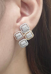 垫形三色个性钻石耳环 14kt