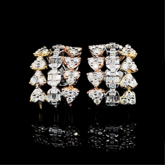 Multi-Tone Layered Diamond Earrings 14kt