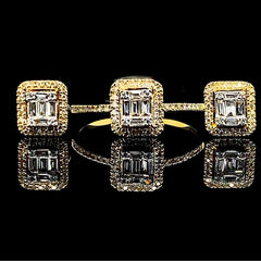 CLEARANCE BEST | Golden Classic Emerald Diamond Jewelry Set 14kt