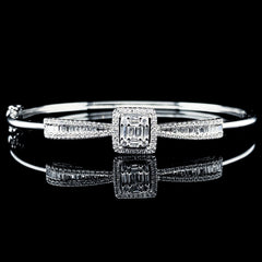 PREORDER | Square Center Bar Bracelet Diamond Bracelet Bangle 14kt