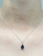 PREORDER | Precious Blue Sapphire Pear Gemstones Diamond Necklace 14kt
