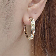 PREORDER | Golden Classic Round Hoop Diamond Earrings 14kt