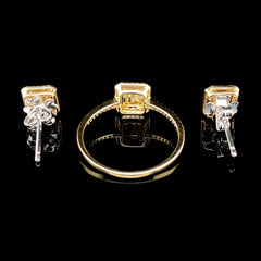 CLEARANCE BEST | Golden Classic Emerald Diamond Jewelry Set 14kt