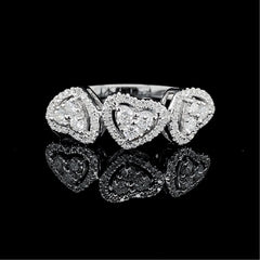 Trinity 心形钻石戒指 14kt 白金