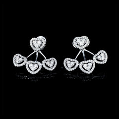 PREORDER | Heart Cluster Shape Multi-Wear Floating Diamond Earrings 14kt