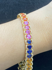 PREORDER | Multi-Colored Gemstones Diamond Bracelet 14kt