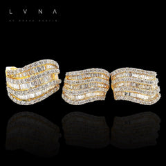 PREORDER | Golden Baguette Mirror Diamond Jewelry Set 18kt