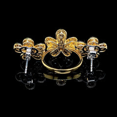 PREORDER | Golden Flower Diamond Jewelry Set 14kt