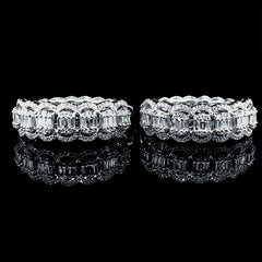 PREORDER | Round Oval Half Eternity Diamond Earrings Hoop 14kt