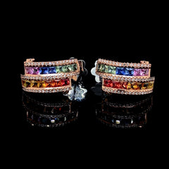 PREORDER | Rainbow Sapphire Gemstones Creolle Diamond Earrings 14kt