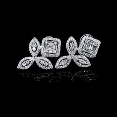 PREORDER | Square Cluster Shape Diamond Earrings 14kt