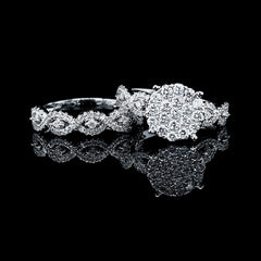 PREORDER | Round Infinity Twin Pair Paved Band Diamond Ring 14kt