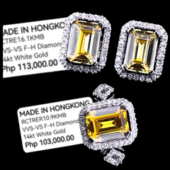 PREORDER | Citrine Gemstones Halo Diamond Jewelry Set 14kt