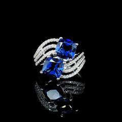 蓝宝石交叉钻石首饰套装 14 克拉