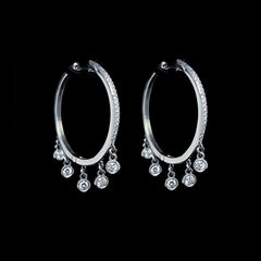 CLEARANCE BEST | Large Station Dangle Hoop Diamond Earrings 14kt