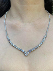 19.7cts Round Brilliant Solitaire Eternity Tennis Diamond Necklace 18kt