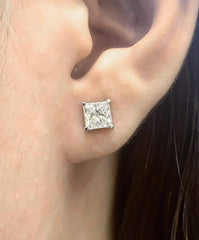 PREORDER | 1.00ct/1.00ct Princess Cut Solitaire Stud Diamond Earrings GIA Certified #LVNA2024