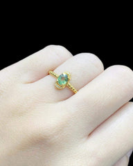 10.10 | Golden Green Sapphire Diamond Ring 14Kt