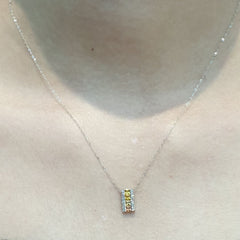 #LVNA2024 | Yellow Orange Sapphires Bar Diamond Necklace 14kt