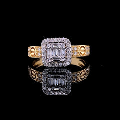 PREORDER | Golden Classic Square Paved Band Diamond Ring 14kt