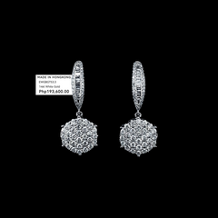 PREORDER | Round Paved Dangling Diamond Earrings 14kt