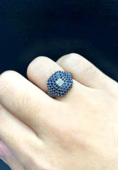 PREORDER | Blue Sapphire Gemstones Paved Diamond Ring 14kt