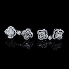 PREORDER | Lucky Floral Clover Dangling Diamond Earrings 14kt