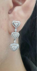 Trio Heart Dangling Diamond Earrings