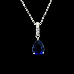 PREORDER | Precious Blue Sapphire Pear Gemstones Diamond Necklace 14kt