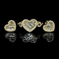 PREORDER | Golden Heart Baguette Diamond Jewelry Set 14kt