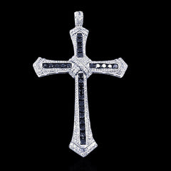 Religious Cross Black Diamond Pendant 14kt