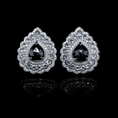 PREORDER | Pear Statement Diamantes Black Colored Diamond Earrings 14kt