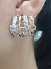 PREORDER | Multi-Tone Layered Statement Diamond Earrings 14kt