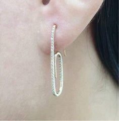 PREORDER | Golden Paperclip Studded Deco Diamond Earrings 14kt
