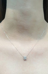 PREORDER | Classic Emerald Halo Diamond Necklace 16-18" 18kt