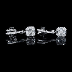 CLEARANCE BEST | Square Paved Dangling Diamond Earrings 14kt