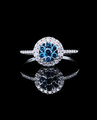 PREORDER | Round Blue Paved Band Colored Diamond Ring 14kt