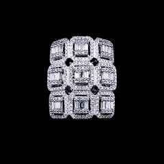 PREORDER | Cushion Cluster Shape Stacked Statement Diamond Ring 14kt