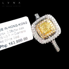 PREORDER | Fancy Cushion Paved Band Yellow Colored Diamond Ring 14kt