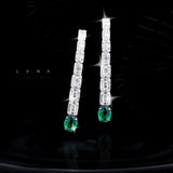 LVNA Signatures Colombian Green Emerald Dangling Gemstones Diamond Earrings 18kt