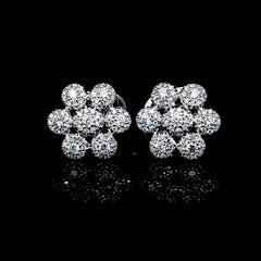 PREORDER | Round Floral Stud Diamond Earrings 14kt